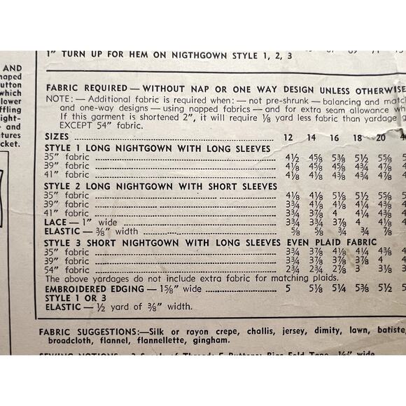 Simplicity sewing pattern 2646 Nightgown size 18 - Picture 5 of 6